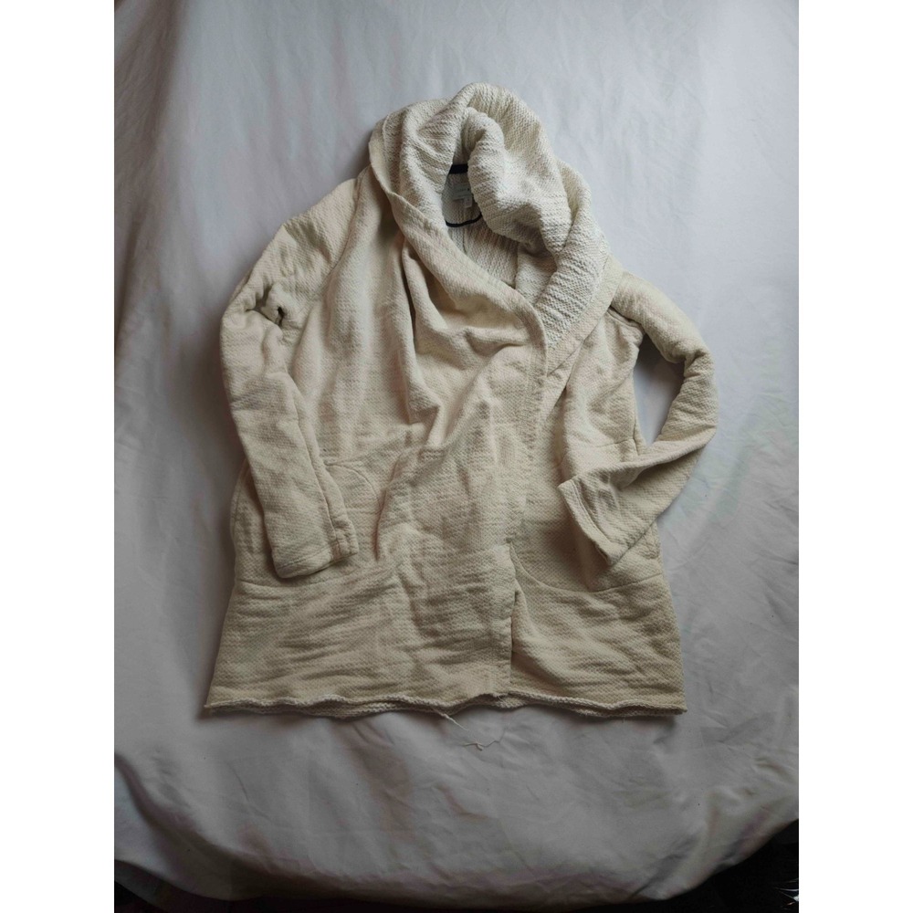 Lucky Brand Shawl Cardigan Sweater Womens Small Cream Knit Hooded Boho Heritage